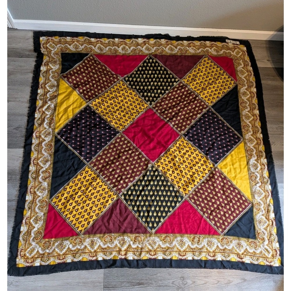 Vintage Soleiado Bandana Scarf Wool & Silk 52" Made In France Beautiful